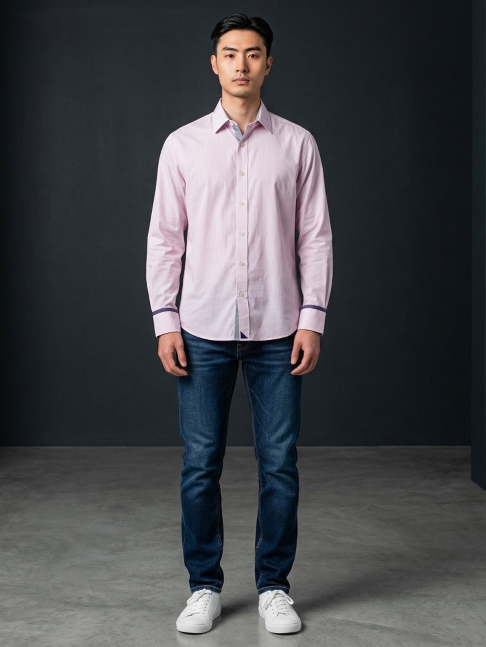 UNTUCKit Light Pink Dress Shirt with Contrast Cuff
